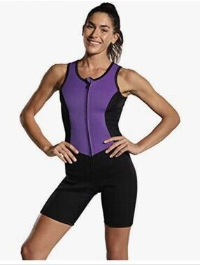 Kutting Weight Purple and Black  Neoprene Zip-Front Sauna Suit Sz.M NWT